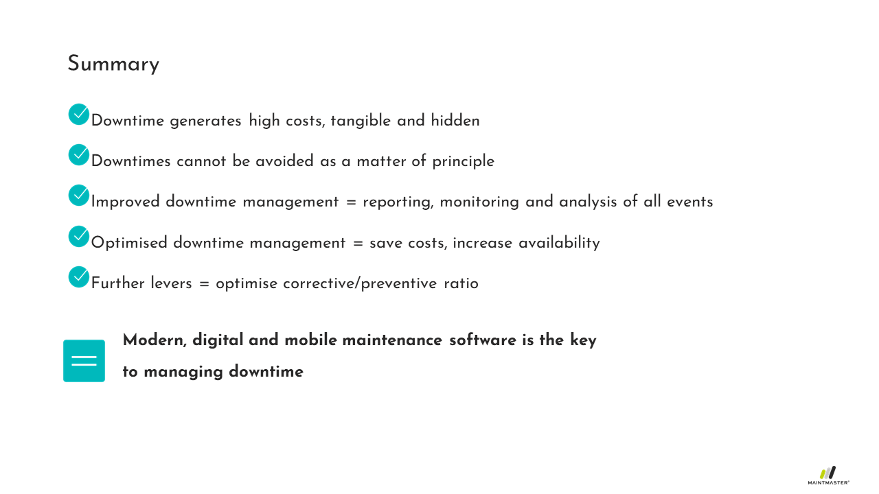 MaintMaster Downtime Summary